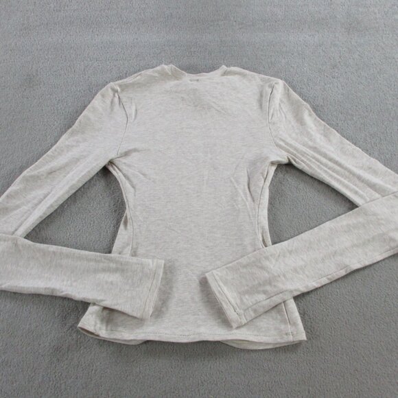 SKIMS Cotton Jersey Long Sleeve T Shirt Womens 2XS XXS Oatmeal Heather NWT - Picture 3 of 9